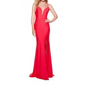 NEW ALYCE PARIS strappy back plunging neck dress in watermelon